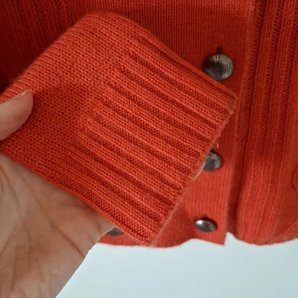 Michel Rene Women's Orange Double-Breasted Wool/Angora-blend Cardigan (Size M) - Picture 7 of 9